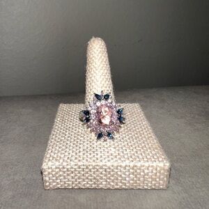 Stunning Pink & Blue CZ Cocktail Ring